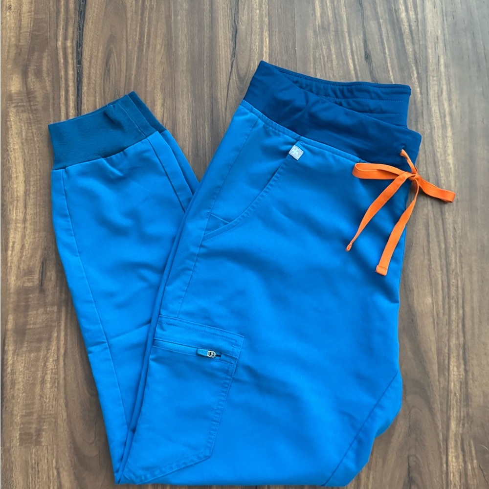 Figs Women’s Joggers Deep Reef Blue with Orange ties
